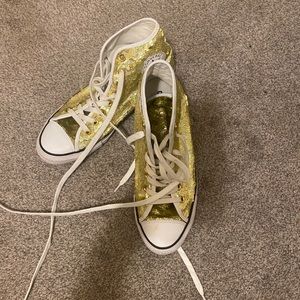 Gold Sequin High Top Converse